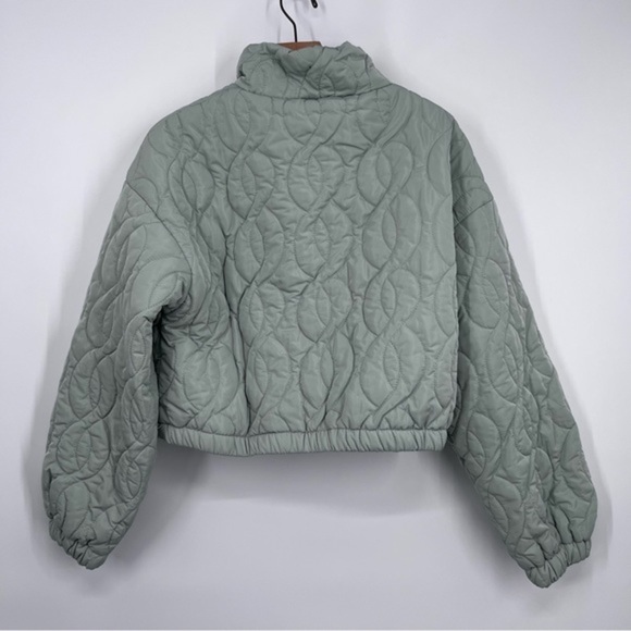 Le Lis Pastel Green Cropped Quilted Full Zip Jacket - Picture 5 of 7